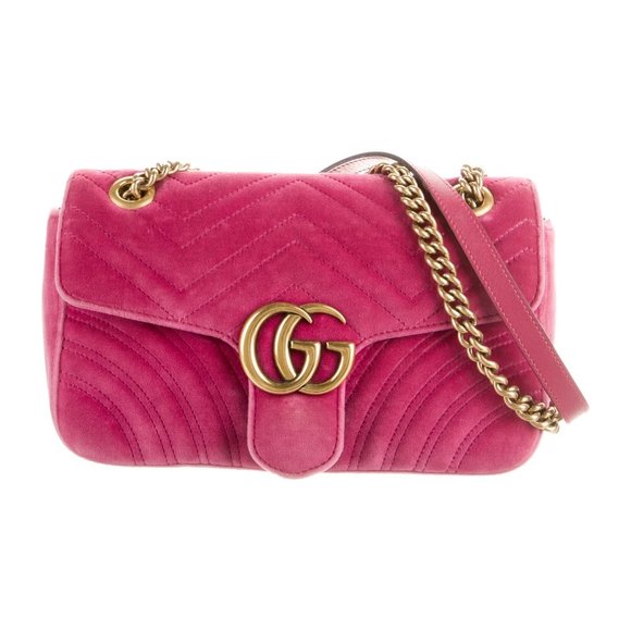 Gucci GG Marmont Shoulder Bag in Pink Velvet NEW WITH DUSTBAG - Picture 1 of 5